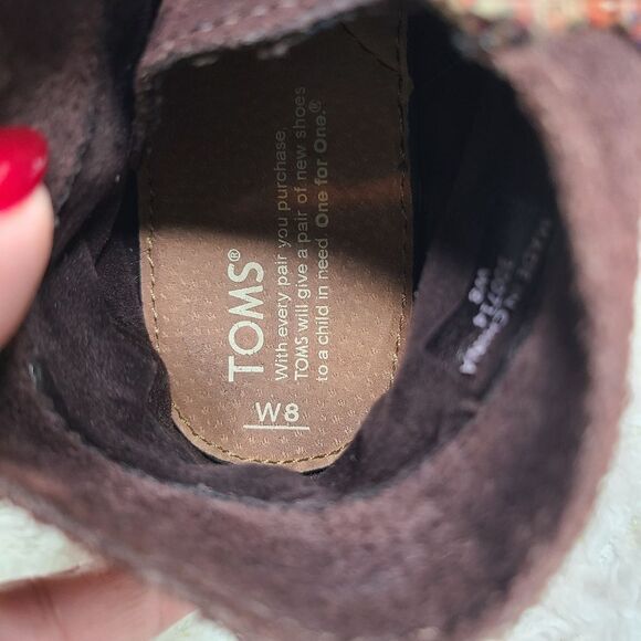 Toms Brown Suede Leather With Aztec‎ Pattern Lace-up Ankle Boots sz 8 - Picture 6 of 6